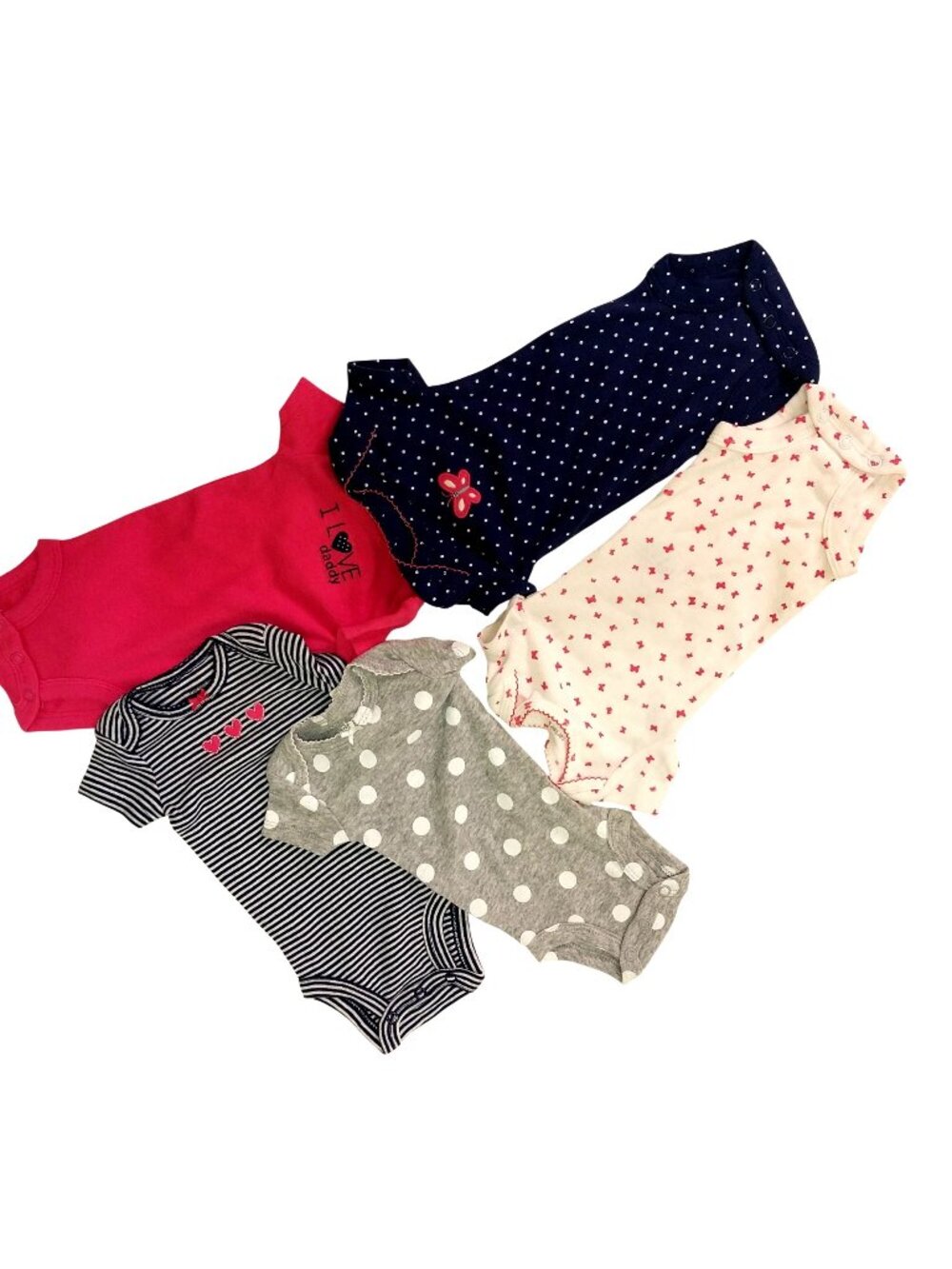Carters Newborn Baby Girls Short Sleeve Bodysuits 5-Pack Butterfly & Polka Dot P